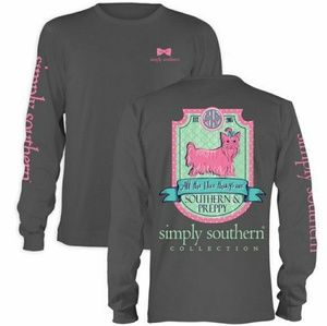 Simply Southern Long Sleeve Yorkie Gray Shirt